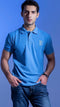 Premium Sky Blue Textured Polo Shirt with Embroidered Logo