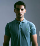 Premium  Green Textured Polo Shirt with Embroidered Logo