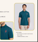 Premium Dark Green Textured Polo Shirt with Embroidered Logo