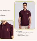 Premium Maroon Textured Polo Shirt with Embroidered Logo