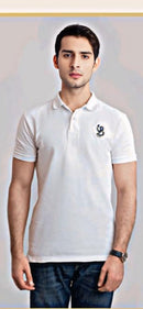 Premium White Textured Polo Shirt with Embroidered Logo