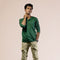 Premium Green Full Sleeve T-Shirt with Button Placket