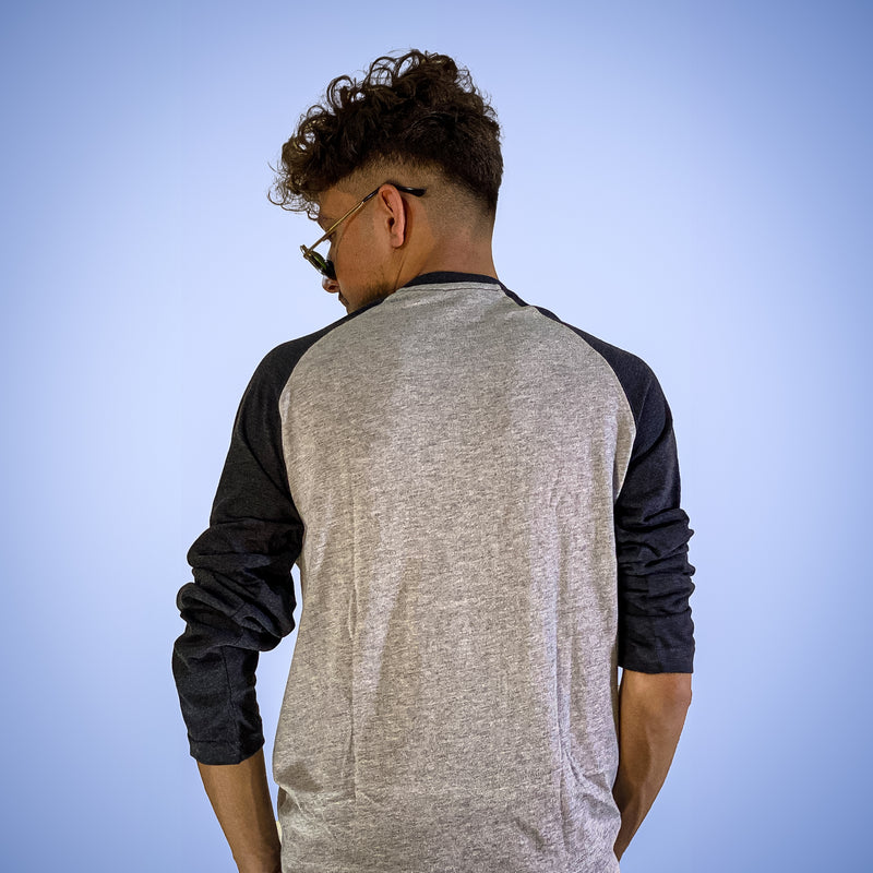 Gray and Black Full Sleeve T-Shirt