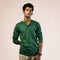 Premium Green Full Sleeve T-Shirt with Button Placket